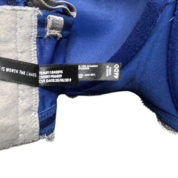 Torrid Curve Bra Push up 46DD Underwire Lace Overlay Blue Gray Lined - Picture 8 of 9